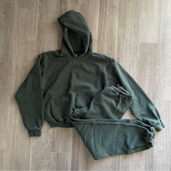 skims cotton fleece pullover hoodie & joggers in spruce - Picture 4 of 7
